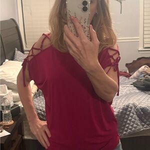 Express Women's Pink Cold Shoulder Top